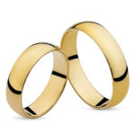 Obrączki złote J001 półokrągłe z soczewką