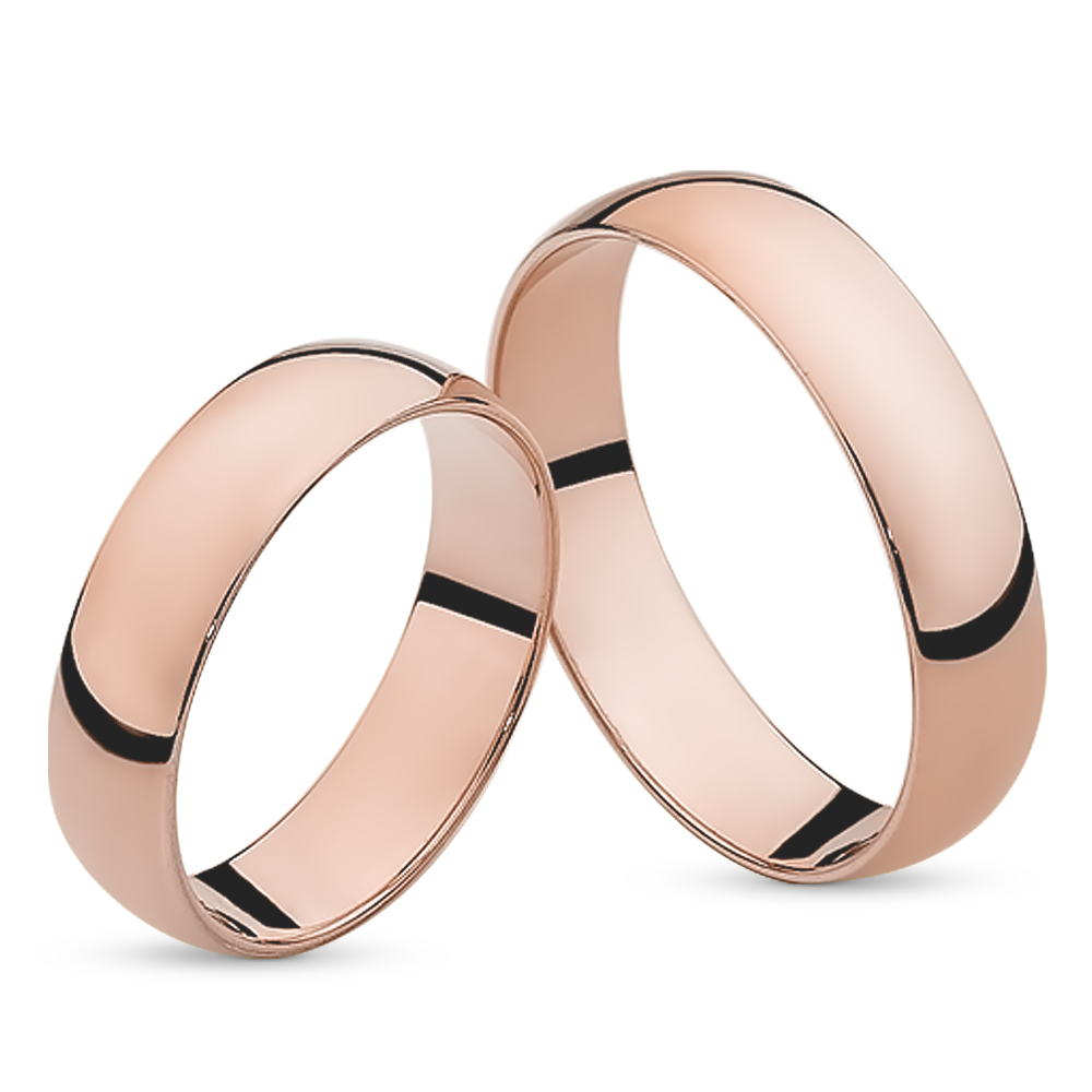 SDIM1604-R Obrączki różowe złoto J001 półokrągłe z soczewką - obrazek 1