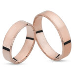 Obrączki różowe złoto J019 płaskie fazowane z soczewką