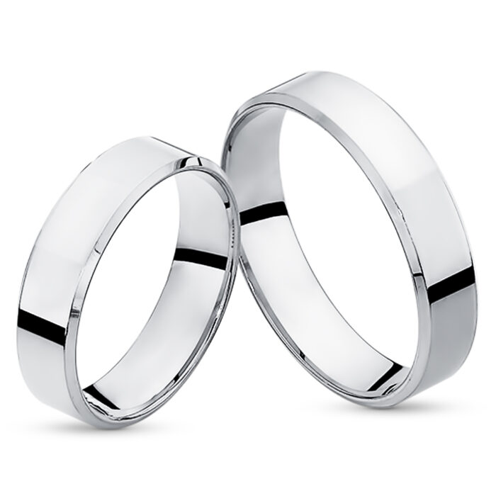 Obrączki złote J019 płaskie fazowane z soczewką - obrazek 3