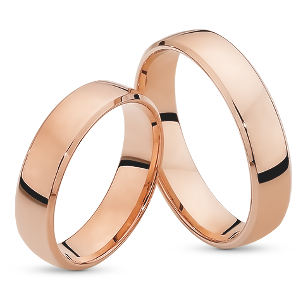 SDIM1609-R Obrączki różowe złoto SL14 półokrągłe fazowane z soczewką - obrazek 1