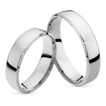 Obrączki białe złoto SL14 półokrągłe fazowane z soczewką