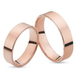 Obrączki różowe złoto J002 płaskie z soczewką