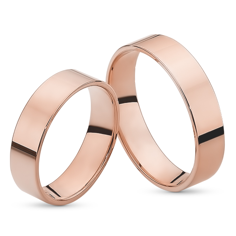 SDIM1610-R Obrączki różowe złoto J002 płaskie z soczewką - obrazek 1