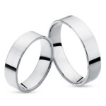 Obrączki białe złoto J002 płaskie z soczewką