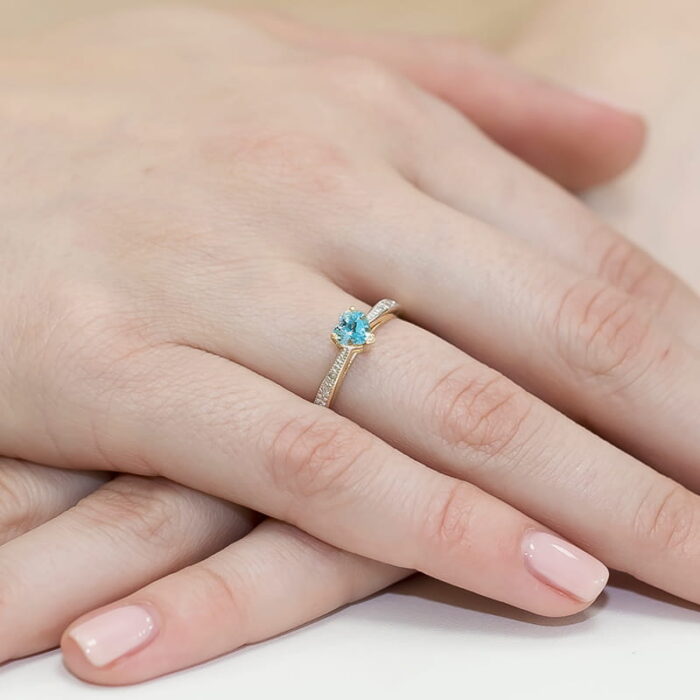 Pierścionek złoty z topazem i diamentami BD-W65 - obrazek 4