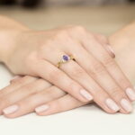 Pierścionek złoty z ametystem i diamentami BD-W19 - obrazek 4