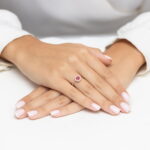 Pierścionek złoty z różowym topazem i diamentami BD-W0572 - obrazek 4