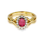 Pierścionek złoty z rubinem i diamentami BD-W182 - obrazek 2