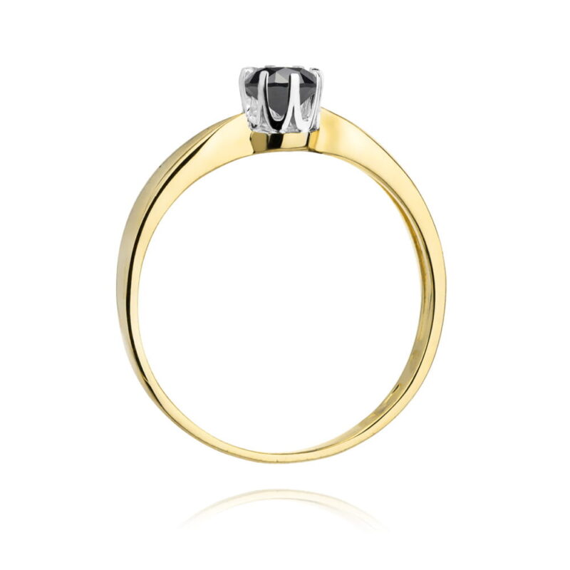 Pierścionek zaręczynowy z diamentem naturalnym - żółte złoto pr. 585, 0,30 ct - zdjęcie 2