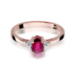 Pierścionek różowe złoto z rubinem i diamentami BD-W301 - obrazek 2