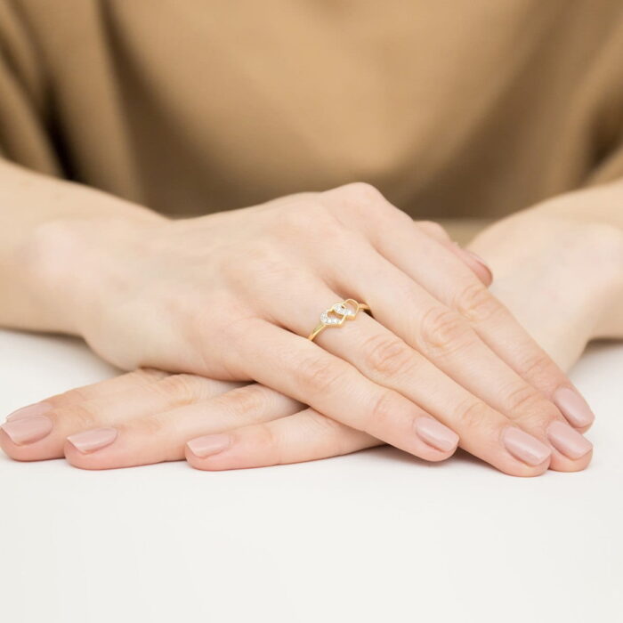 Pierścionek złoty serce z diamentami BD-W500 - obrazek 2