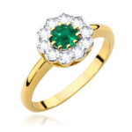 Pierścionek złoty ze szmaragdem i diamentami BD-W529
