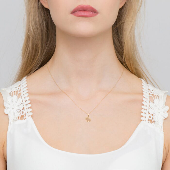 Zawieszka złota stópki z diamentem - obrazek 2