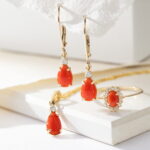 Pierścionek złoty z koralem i diamentami BD-W569 - obrazek 5