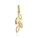 Zawieszka złota listki z cyrkoniami