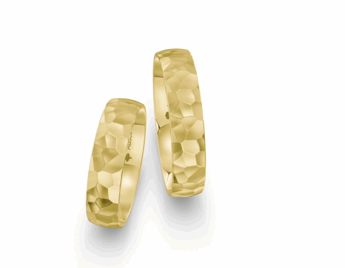 Obrączki złote WD5 półokrągłe młotkowane - obrazek 2