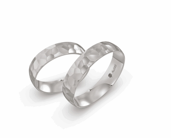 Obrączki złote WD5 półokrągłe młotkowane - obrazek 7