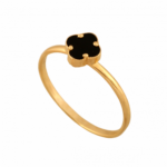 Pierścionek złoty z onyksem koniczynką