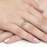 Pierścionek żółte złoto z topazem i diamentami BD-W119 - obrazek 4