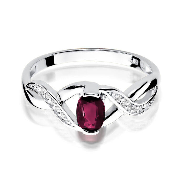 Pierścionek złoty z rubinem i diamentami BD-W28B - obrazek 2