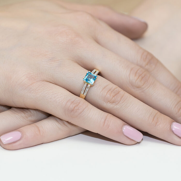 Pierścionek złoty z topazem i diamentami BD-W79 - obrazek 4