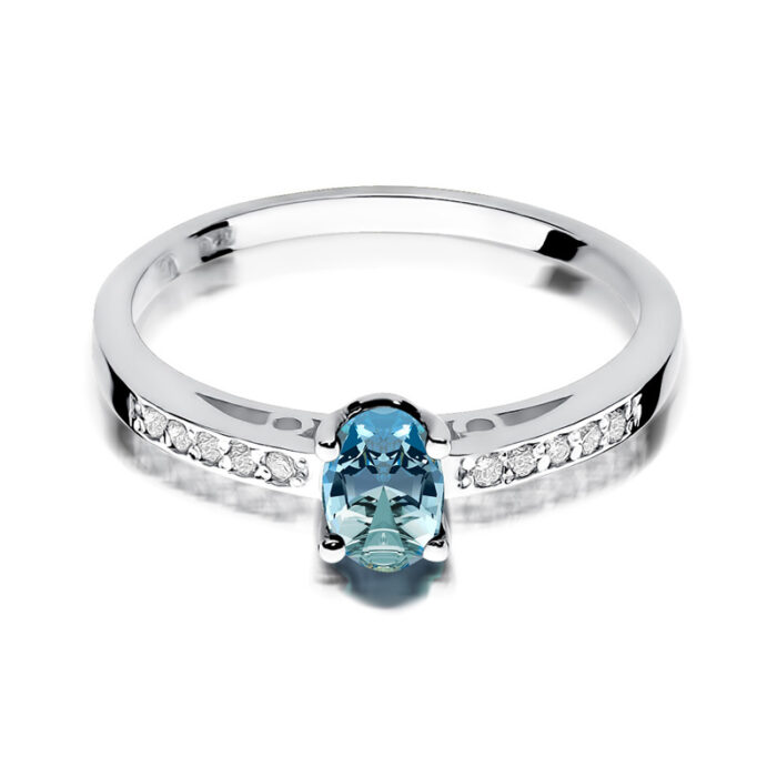 Pierścionek złoty z topazem  i diamentami BD-W67B - obrazek 2