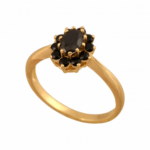 Pierścionek złoty z czarnymi cyrkoniami