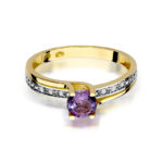 Pierścionek złoty z ametystem i diamentami BD-W106 - obrazek 2