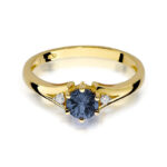 Pierścionek złoty z szafirem i diamentami BD-W76 - obrazek 2