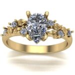 Pierścionek złoty łezka z diamentami laboratoryjnymi