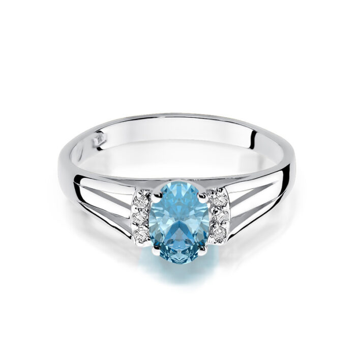 Pierścionek złoty z topazem i diamentami BD-W05 - obrazek 2