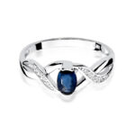 Pierścionek złoty z szafirem i diamentami BD-W28B - obrazek 2