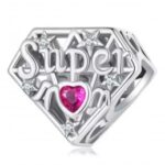Zawieszka do bransoletki Charms diament dla mamy Super Mom