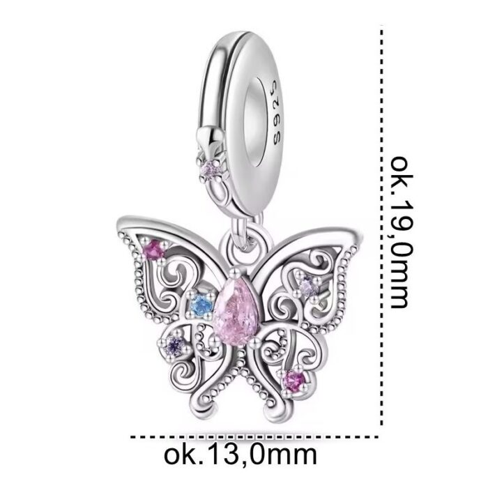 Zawieszka do bransoletki Charms motyl z cyrkoniami - obrazek 2