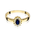 Pierścionek złoty z szafirem i diamentami BD-W26 - obrazek 2