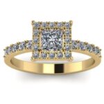 Pierścionek złoty princess z diamentami laboratoryjnymi