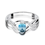 Pierścionek żółte złoto z topazem i diamentami BD-W28B - obrazek 2