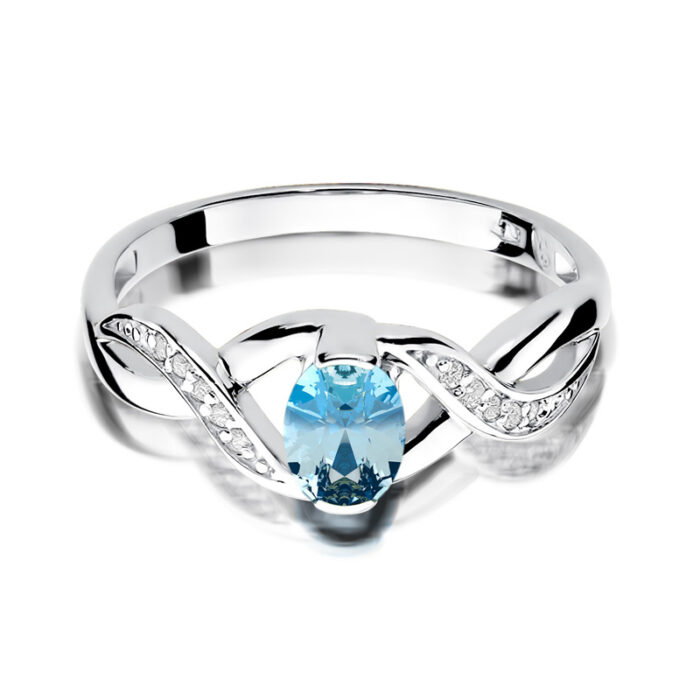 Pierścionek żółte złoto z topazem i diamentami BD-W28B - obrazek 2