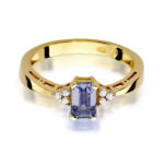 Pierścionek złoty z ametystem i diamentami BD-W02 - obrazek 2