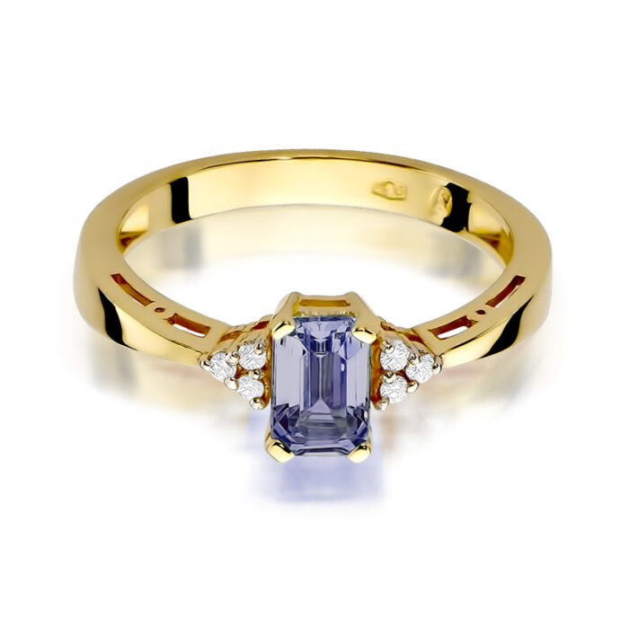 Pierścionek złoty z ametystem i diamentami BD-W02 - obrazek 2