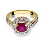 Pierścionek złoty z rubinem i diamentami BD-W274 - obrazek 2