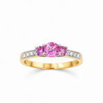 Pierścionek zaręczynowy z różowym szafirem - żółte złoto pr. 585, 0,56 ct - zdjęcie 2