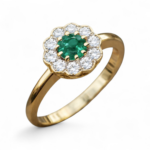 Pierścionek złoty ze szmaragdem i diamentami BD-W529