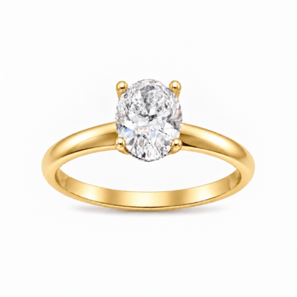 Pierścionek zaręczynowy z diamentem laboratoryjnym - żółte złoto pr. 585, 1,0 ct