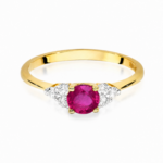 Pierścionek zaręczynowy z rubinem - żółte złoto pr. 585, 0,60 ct - zdjęcie 2