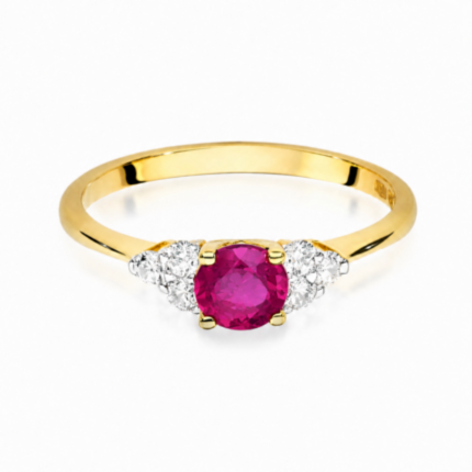 Pierścionek zaręczynowy z rubinem - żółte złoto pr. 585, 0,60 ct - zdjęcie 2