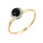 Pierścionek złoty z czarnym agatem i diamentami
