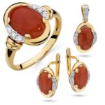 Zawieszka złota z koralem i cyrkoniami - obrazek 2