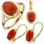 Kolczyki złote z koralem - obrazek 2